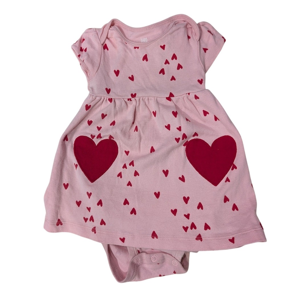 Just One‎ You Carter's Baby Girl Pink Heart Bodysuit Dress 12 Months